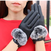 KUYOMENS новое поступление модные женские анти кролик сенсорный экран Промытые кожаные женские короткие зимние перчатки