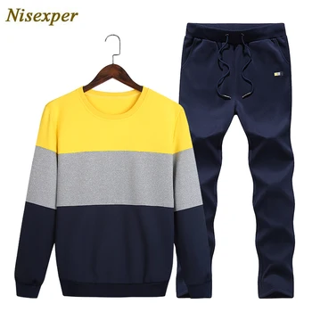 

2018 New Casual Men's Sportswear Set O-neck 2 Pieces Set Sweatshirts Set Men's Suits Mens Design Tracksuit Sets Big Size 4XL