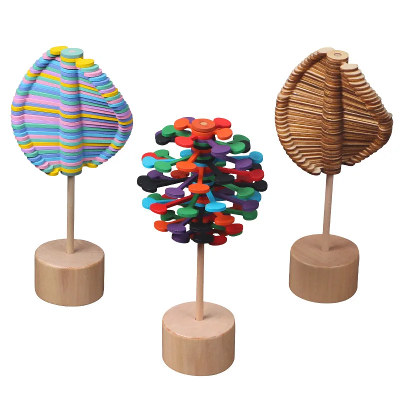 

Wooden colorful rotating rod decompression toy creative lollipop office decompression game mood fine tuning toy children's gift