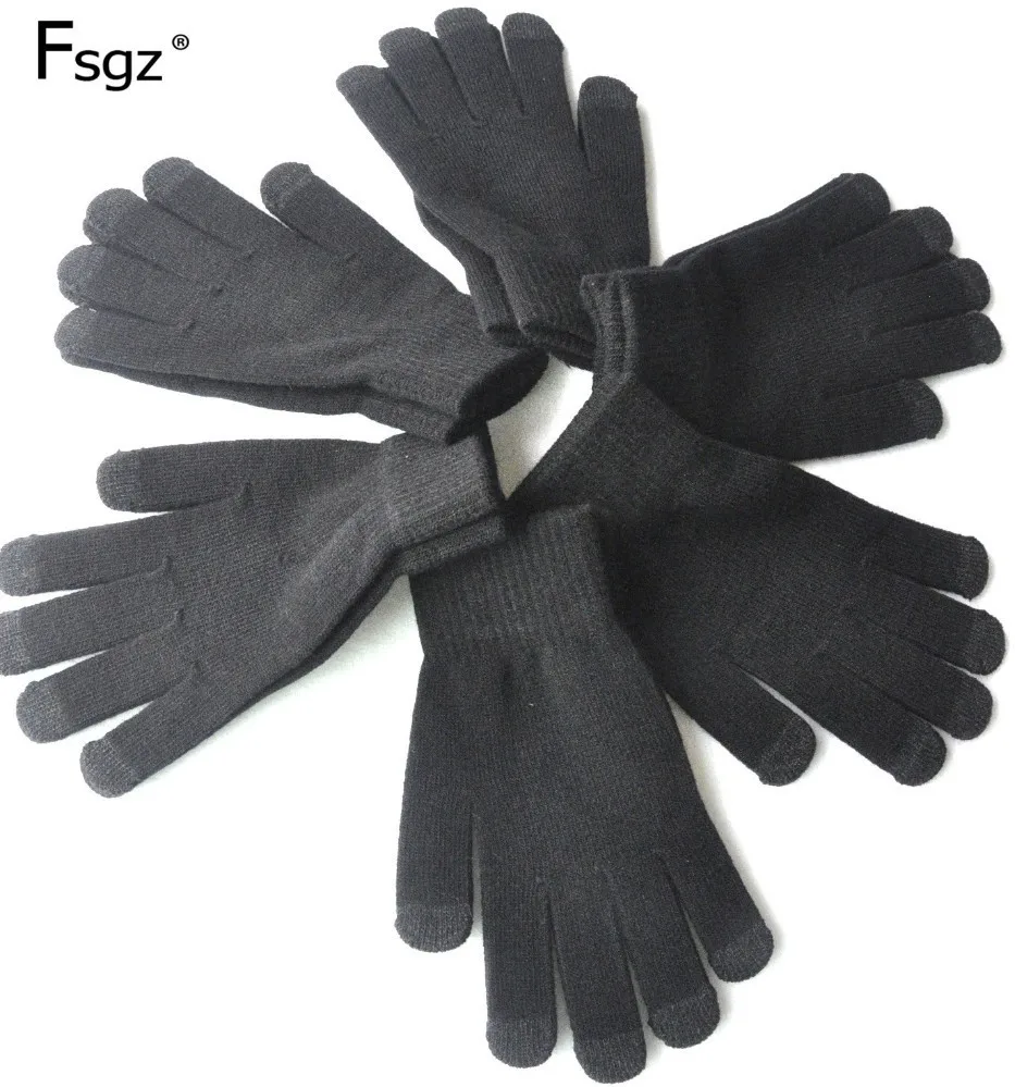 

Adult Thickened Warm Gloves Solid Soft Knitted Wast Glove For Men And Women Five-finger Touchscreen Gloves Good Quality 2019