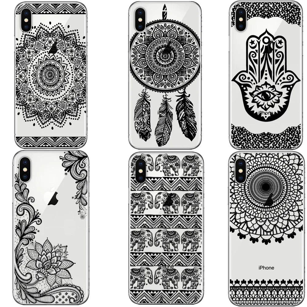 Мягкий силиконовый чехол для iPhone SE 5 5S 6S 6Plus 7 7Plus 8 8Plus роскошный с кружевным цветком