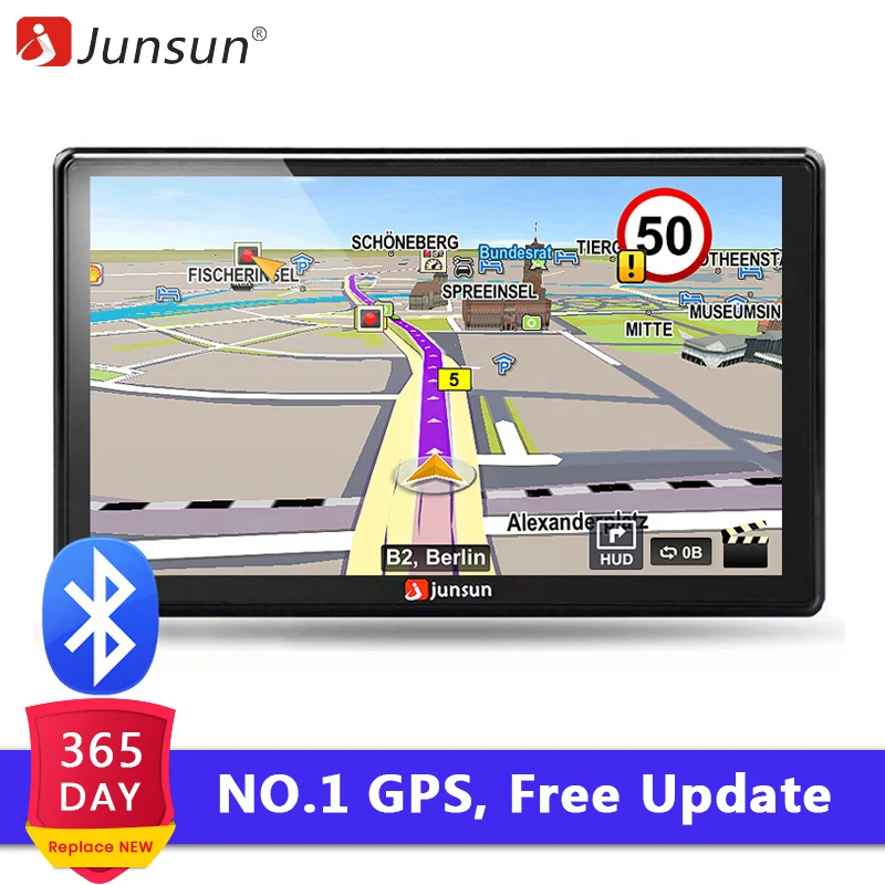 

Junsun D100 No.1 7" HD Car GPS Navigation FM Bluetooth AVIN Navitel latest Europe Map Sat nav Truck gps navigators automobile