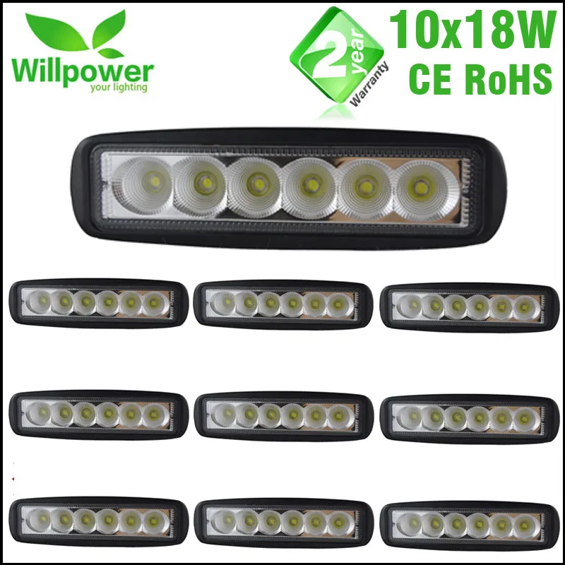 Prix pour 10 pcs 6 Pouce Spot D'inondation seule rangée 18 W 4x4 camion offroad voiture LED travail Light Bar pour JEEP 12 volts Prix pour 10 pcs 6 Pouce Spot D'inondation seule rangée 18 W 4x4 camion offroad voiture LED travail Light Bar pour JEEP 12 volts