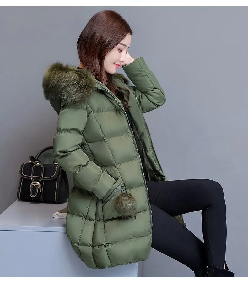 YAGENZ Парка женская зимняя куртка длинная хлопковая повседневная меховая куртка с капюшоном женские теплые зимние парки Женское пальто плюс размер пальто 202 - Цвет: Army Green