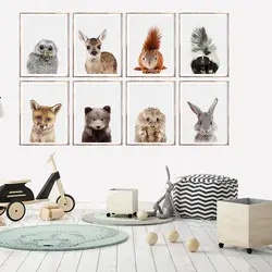 Nordic постеры с животными и принты лесное животное холст настенная художественная живопись Art декоративный для детской комнаты Детская