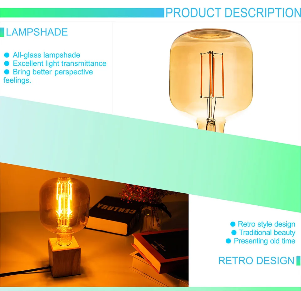 E27 ретро светильник Эдисона AC220V 4 Вт лампа накаливания со стеклянным колпаком P140 винтажный 2200K светодиодный светильник для подвесных ламп гостиной