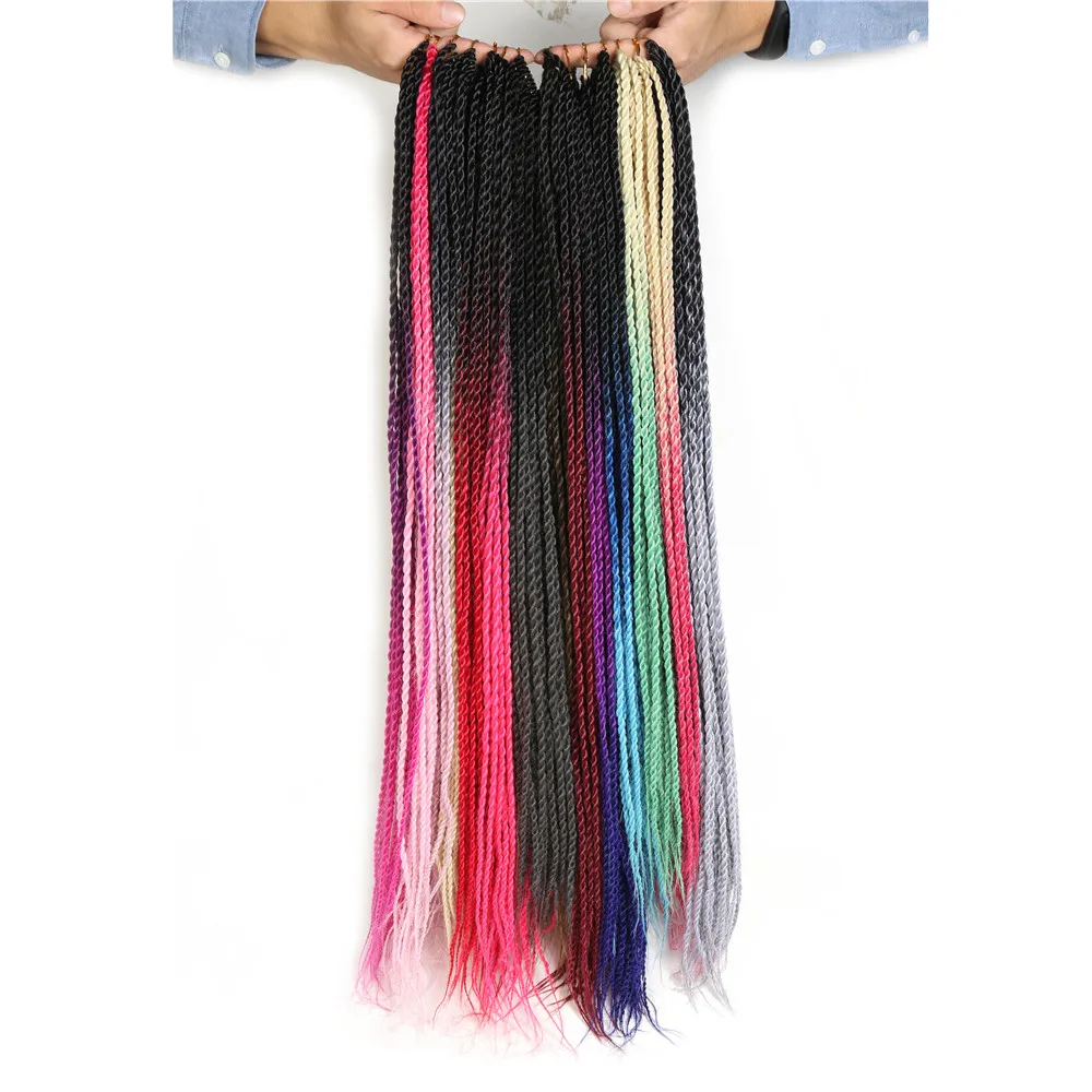 SAMBRAID Сенегальские скрученные волосы, вязанные крючком 24 дюйма, косички, синтетические волосы для наращивания, косички, Омбре, косички, волосы, 14 цветов