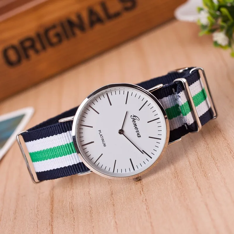 Модные Geneva повседневные кварцевые часы для мужчин и женщин с нейлоновым ремешком нарядные часы Relojes Hombre женские часы горячий подарок relogio feminino