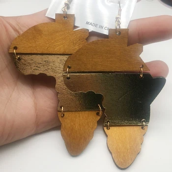 

5pairs/lot Africa Map Wooden Links Earrings can mixed 3 colors