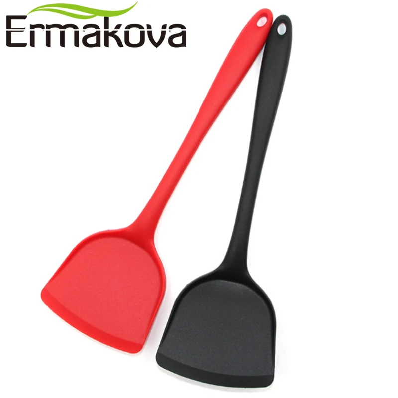 ERMAKOVA 1 шт. антипригарная силиконовая лопатка термостойкая длинная ручка