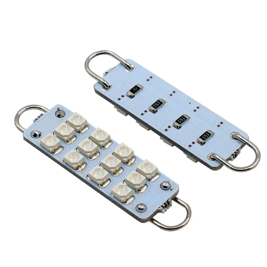 100x водить автомобиль 44 мм 12 SMD LED жесткая Loop гирлянда огни белый синий красный зеленый авто светодиодные лампы