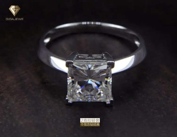 GIGAJEWE Белое золото 2.0Ct бриллиант, Муассанит ювелирные изделия Moissanite драгоценные камни цвет ювелирные изделия Свадебные Кольца для женщин
