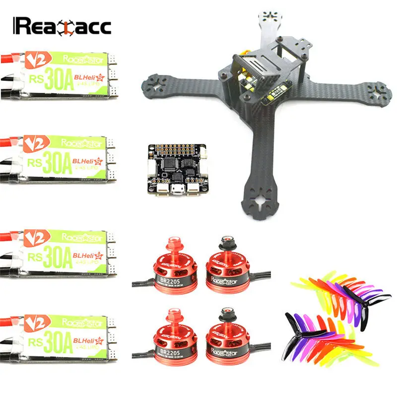 

Original Realacc X210 4mm Frame Kit F3 Flight Controller Racerstar BR2205 2600KV Motor 30A Blheli_S ESC Kingkong 5040 5X4X3 Prop