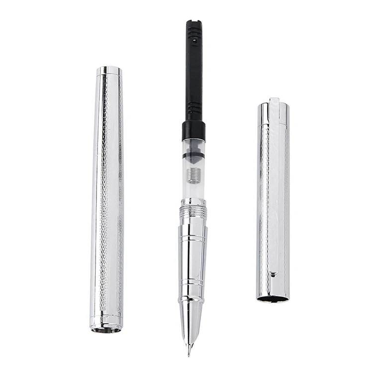 Jinhao блестящие перьевые ручки из платиновой стали, роскошный бренд, металлические серебристые перьевые ручки с капюшоном 0,38 мм, чернильные ручки для школы и офиса