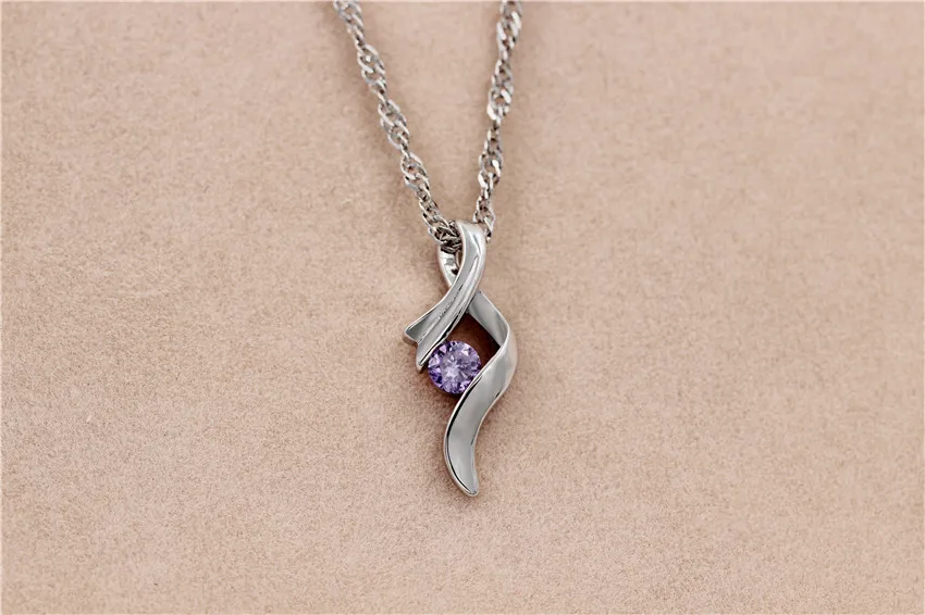 US Uloveido 15% Off серебряные ожерелья подвески фиолетовый кубический циркон подвеска цепочка-колье Colar подвеска N306