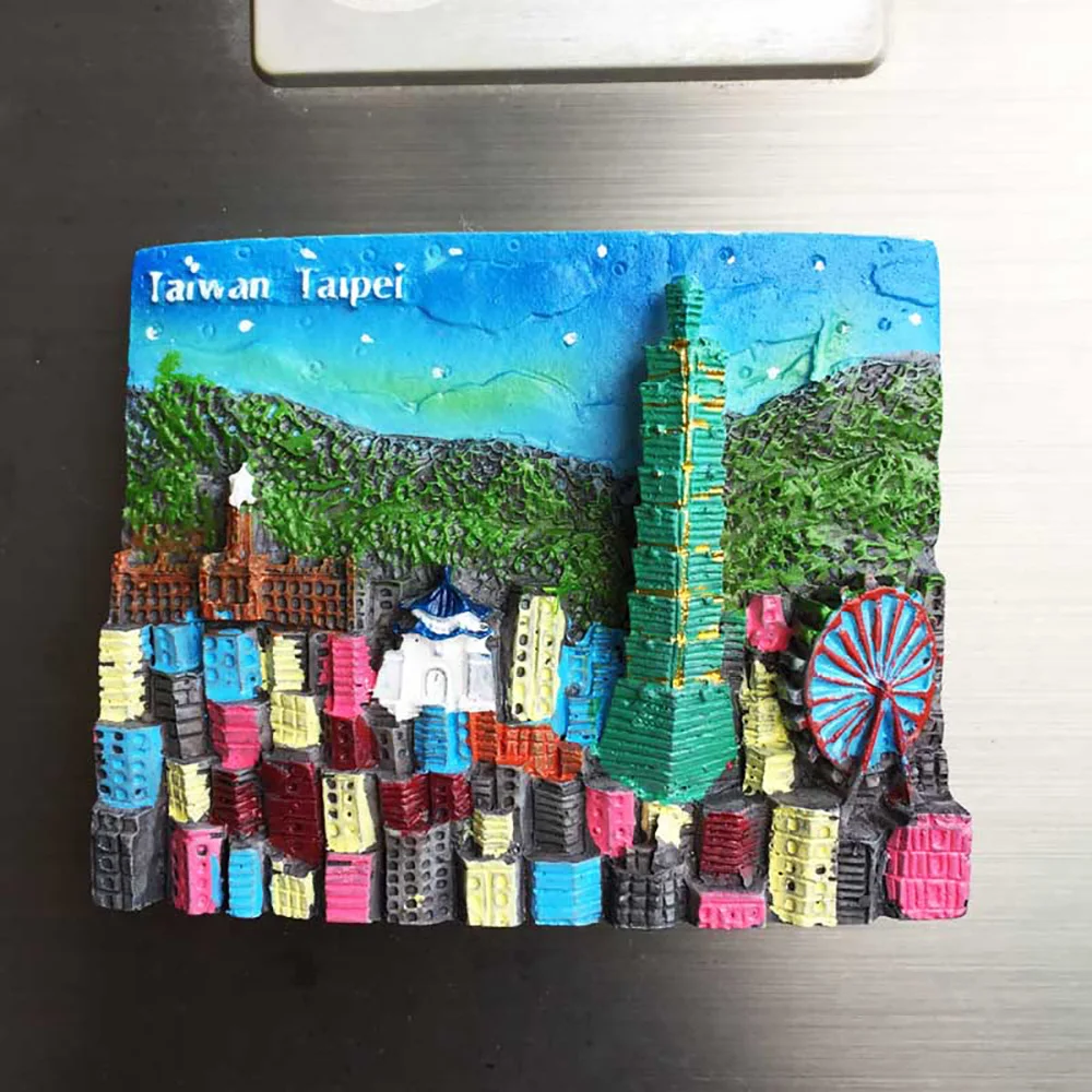 

Lychee Taipei 101 Building Scenic Refrigerator Magnetic Sticker Famous Landscape Fridge Magnet Modern Home Kitchen Decoration
