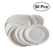 50 шт./компл. 7 дюймов белый eco-friendly универсальные практичные одноразовые Бумага тарелки для свадьбы DIY для вечеринки, дня рождения ремесла