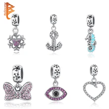 Suits Pandora Charms Unique Bracelets 925 Sterling Silver Snowflake,Evil Eye Beads With CZ Diamond&Crystal Charms DIY Jewellery