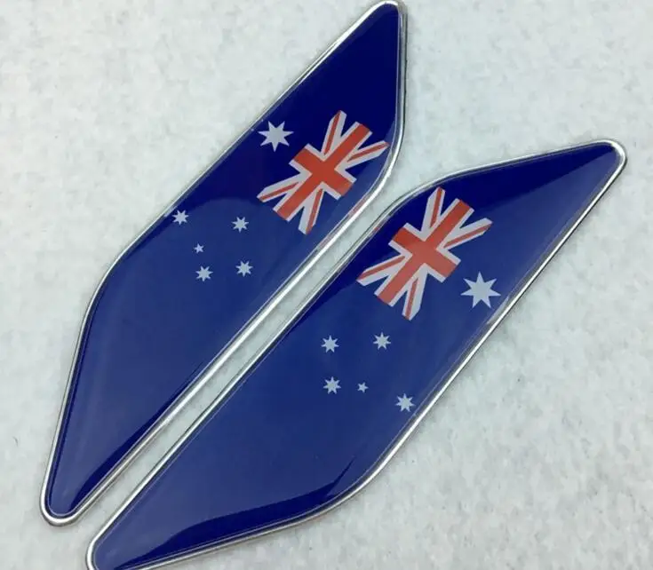 2 Pairs Australia Flag Car styling Decals Aluminum Alloy Australia