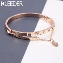 KLEEDER, браслет в форме сердца, браслет с римскими цифрами, розовое золото, медный кристалл, кулон, браслеты для женщин, модное ювелирное изделие