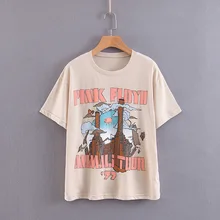 Женская модная футболка с принтом свинки, летние женские Топы с буквами, Повседневная Свободная футболка с круглым вырезом и коротким рукавом C752