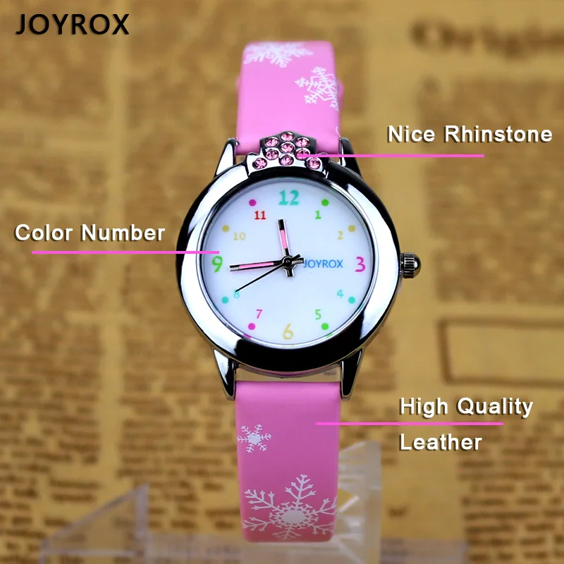 JOYROX 6 цветов детские наручные часы новые Мультяшные кварцевые детские часы для девочек высокое качество кожаный ремешок часы для мальчиков