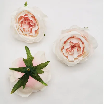 5PCS 7.5cm Peony Flower Head Silk Artificial Flowers For Wedding Decoration DIY Decorative Party Hotel Home Wreath Fake Flowers - Цвет: Светло-розовый