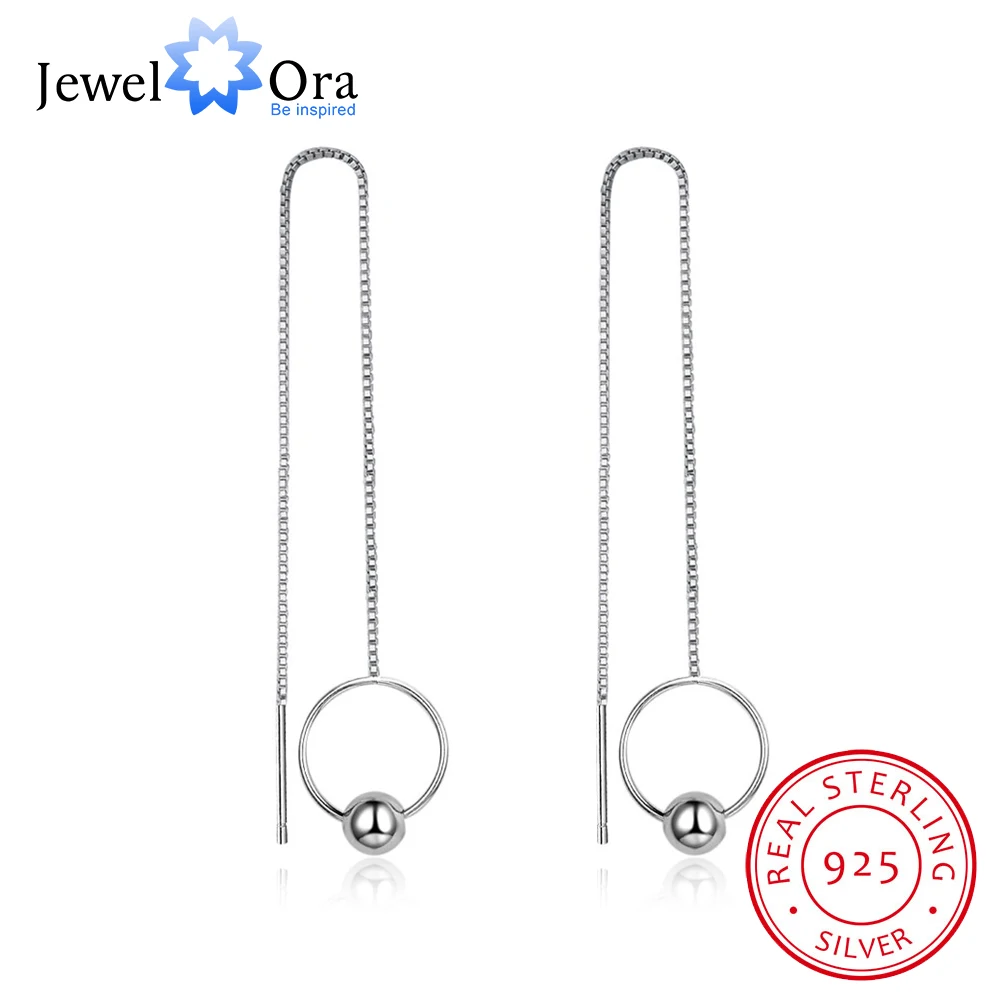 

New Women 925 Sterling Silver Drop Earring Female Spiral Earring Round Bead Pendant Trendy Style JewelOra EA101995