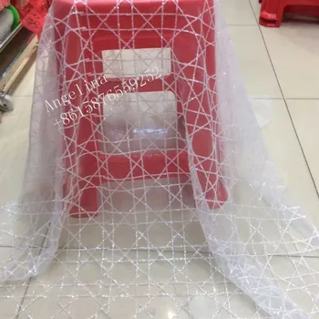 

special tulle lace fabric with glued glitter white african tulle net lace fabricBZL-52721-1 for bridal dress