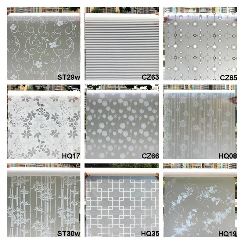 

9 style of 45*200cm Opaque Frosted Window Films Vinyl Self adhesive Privacy Glass Sticker for bathroom kitchen balcony door