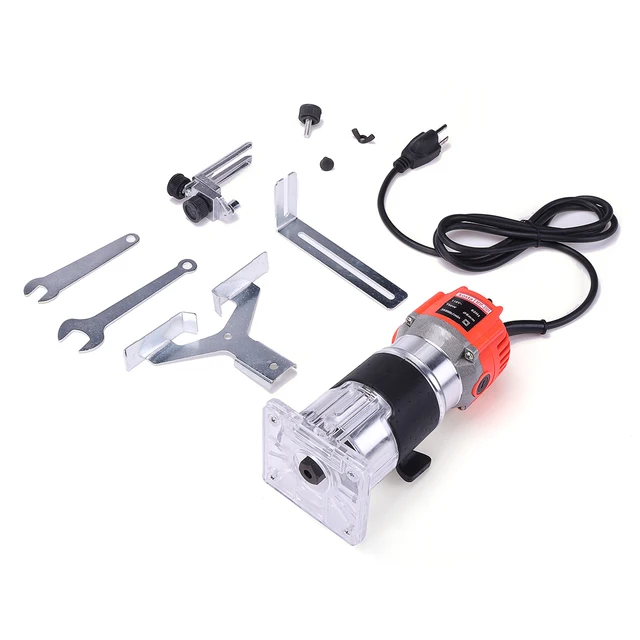 110V 750W 1/4″ 60HZ 30000r/min Corded Electric Hand Trimmer Wood Laminator Router Joiners Tools External Carbon Brush Lift Knob