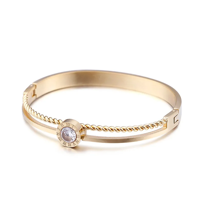 

2019 New Fashion Double Frosted Bangle Female Rose Gold Silver Bracelet Free Shipping Christmas Gifts For Women Bracelet VB869