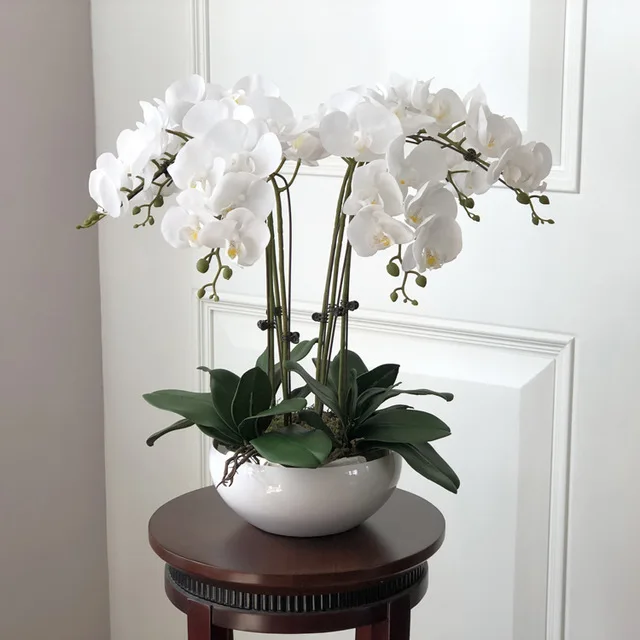 9-Heads Artificial Butterfly Orchid Latex 3Dprint Large Size Fake Phalaenopsis Silicon PU Real Touch Wedding Home Decor artificial plants artificial flowers artificial flower