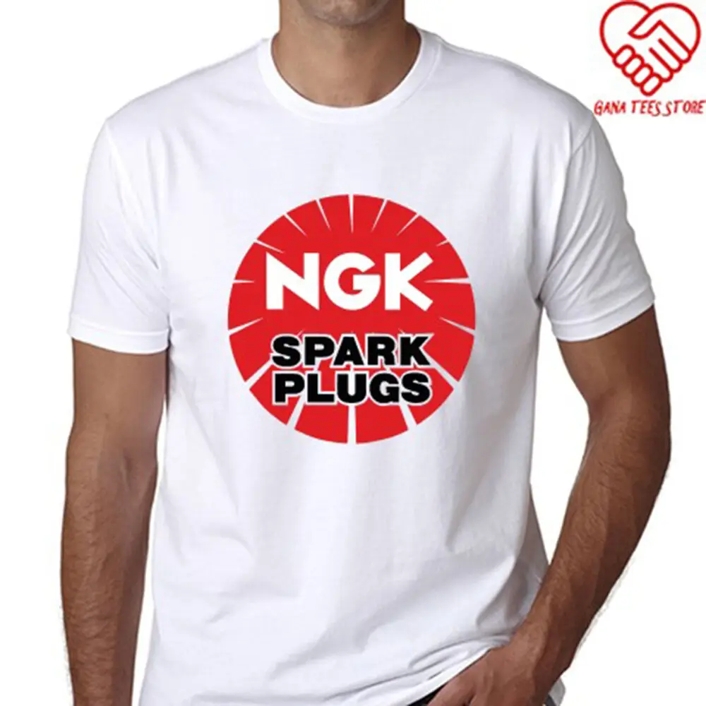 Новые свечи зажигания NGK гоночный спортивный логотип мужская Белая Футболка