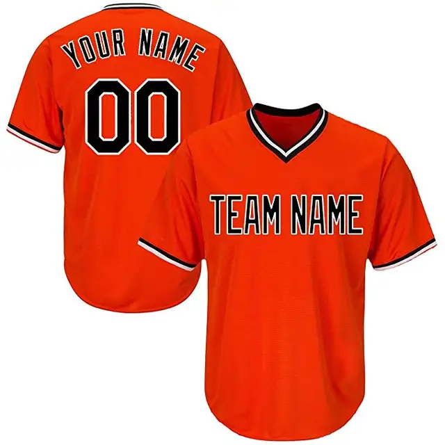 Custom V Neck Replica Stripe Baseball Jersey with Embroidered Any Team