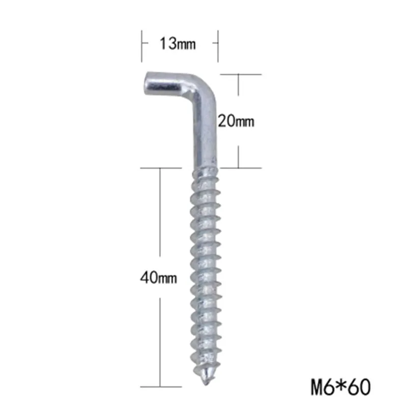 Винтовой крючок под прямым углом, крючок под светильник из углеродистой стали, 7 стилей крючка, L стиль, крючок для овец, аксессуары для рамы, 50 шт