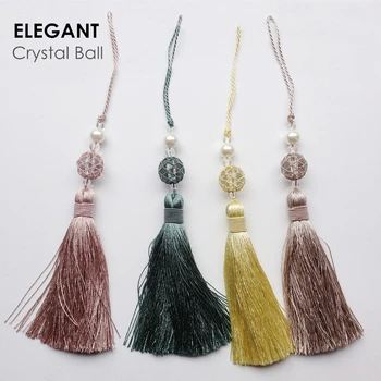 

Elegant Fashion Small Viscose Crystal Tassel Drops for Home Textile Doorknob Table Runner Sofa Cover Valance Bag Accessories