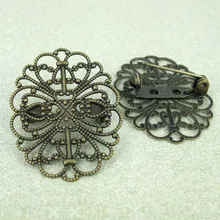 20x30 мм Ретро филигранная Цветочная рамка задняя булавка основа для Броши Настройки результаты пустой многоцветной DIY для изготовления ювелирных украшений