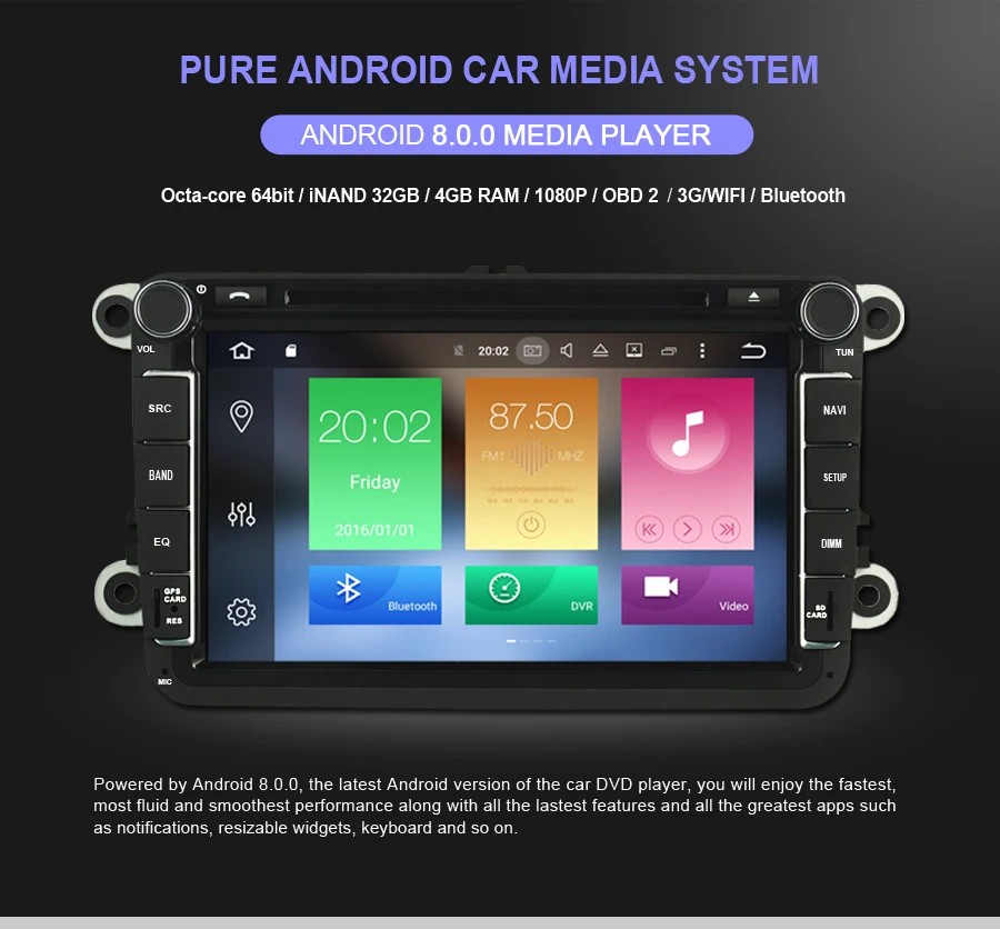 Android 8.0 Car Audio DVD плеер для VW Touareg (2002-2010) GPS мультимедийного головного устройства приемник BT WI-FI