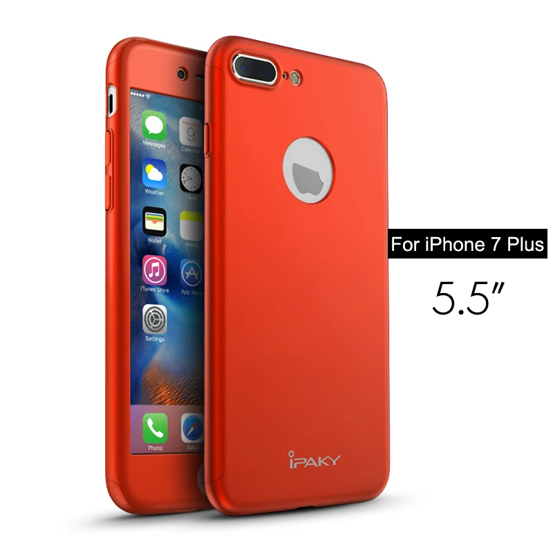 iphone 8 plus silicone case iPaky Full Body Cover Case For iPhone 7 360 Degree Hard PC Protective Shell For iPhone 7 Plus + Tempered Glass iphone 8 plus phone case