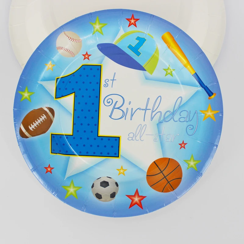 12pcs/Lot One year old Boy Theme 7" Plate Birthday Party ...