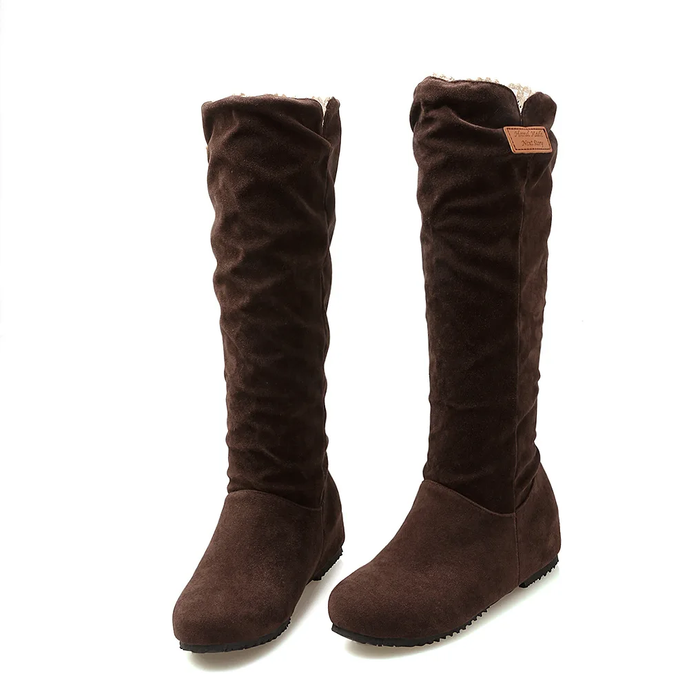 

Women's Motorcycle Boots Accurate size 34-52 Mid-Calf Long Fashion Low heels Wedges Booties Ladies Shoes Round toe Chunky Pumps