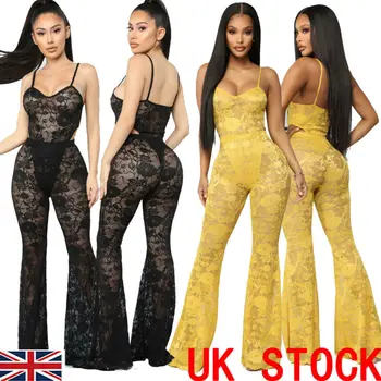 

Hot Women Cover Up Solid Sheer Lady Sexy Bodycon Female Sleeveless Lace Top Trousers Club Beachwear Swimwear