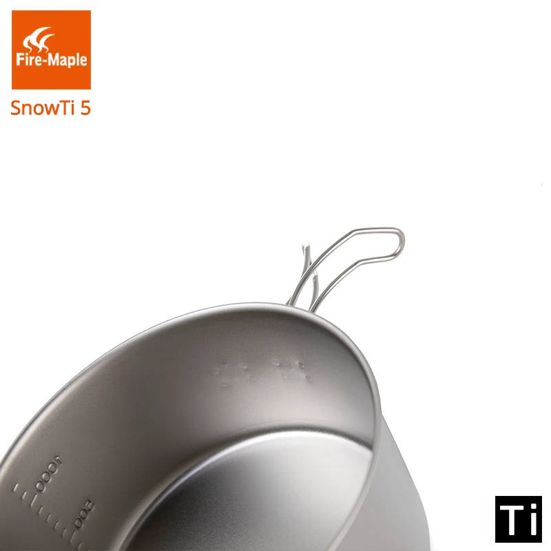  Fire Maple SnowTi 5 Portable Snow Titanium 1.35L Outdoor Camping Pot and 0.55L Frying Pan Ultra-Lig