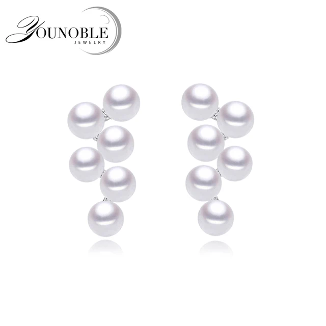 Real freshwater small earrings with pearls,925 sterling silver natural pearl ear Real freshwater small earrings with pearls,925 sterling silver natural pearl ear