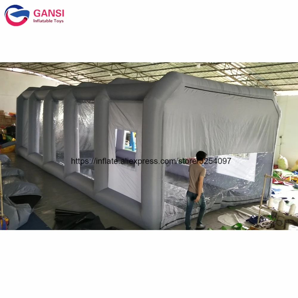 Work Mobile Station Inflatable Spray Paint Booth , 10M Inflatable Car Painting Tent With Air Blowers ing