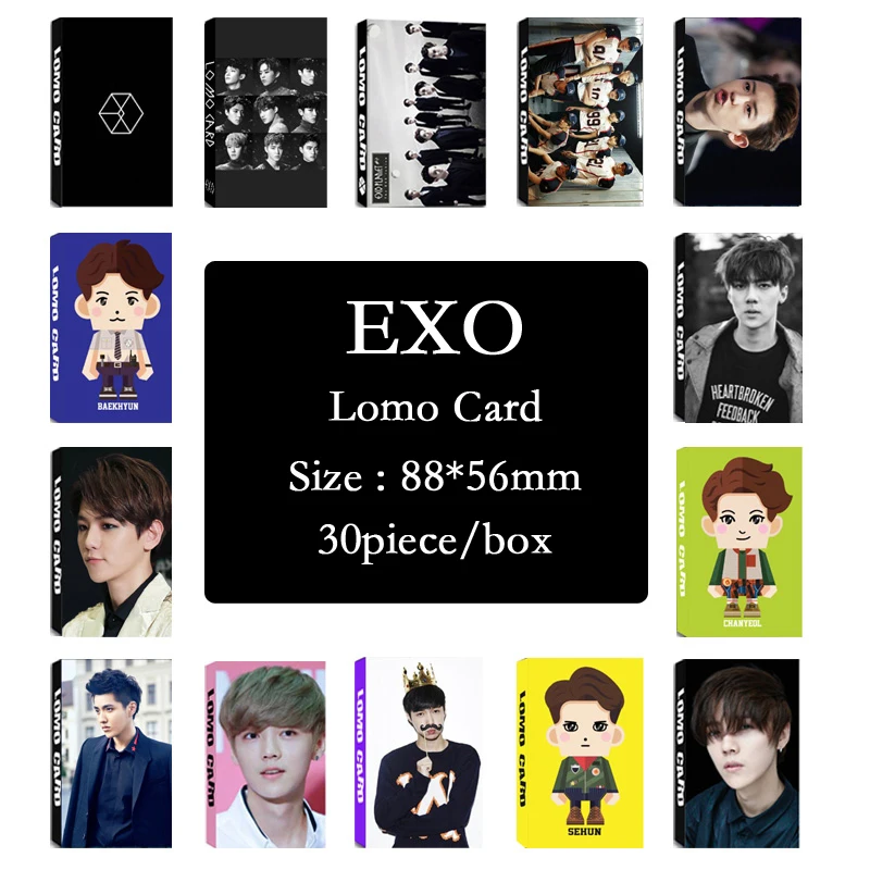 

Wholesale KPOP Fan EXO EXO-K EXO-M XOXO WOLF EXODUS Overdose Album Small Cards Photos Photocard