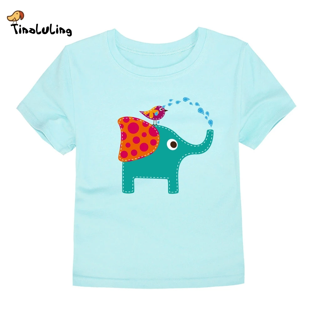 

TINOLULING 2018 Elephant Boys Girls T-Shirt Children T Shirt Cotton Short Sleeve Tees Summer Boy Girl Tops For 2-14 Years