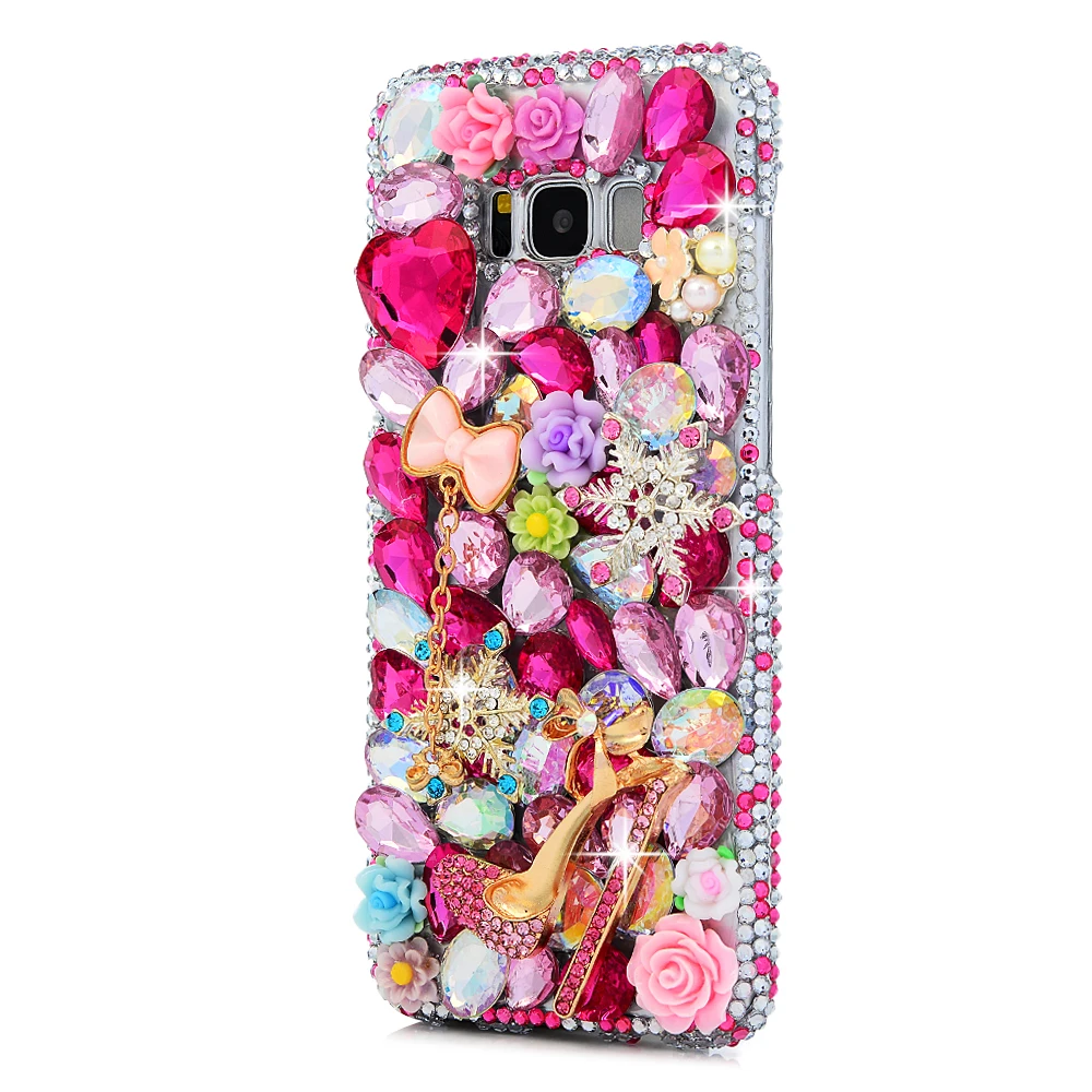 3D блестящие ручной работы со стразами чехол Bling Crystal Обложка для samsung Galaxy S7 S8 плюс
