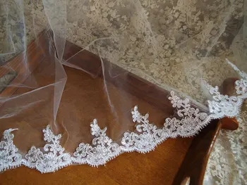 

10 yards ivory lace trim, alencon lace trim for bridal veils, high quality bridal lace elegent LT010AL